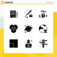 colección de 9 iconos sólidos universales conjunto de iconos para web y móvil fondo de vector de icono negro creativo