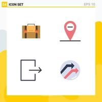 4 Flat Icon concept for Websites Mobile and Apps briefcase arrow documents suitcase send Editable Vector Design Elements