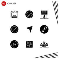 Pictogram Set of 9 Simple Solid Glyphs of arrow ux coding ui programing Editable Vector Design Elements