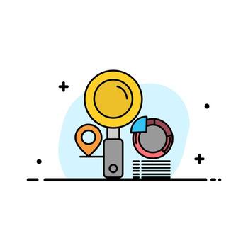 buscar ubicación buscador gráfico negocio línea plana icono lleno vector banner plantilla