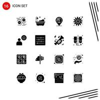 Modern Set of 16 Solid Glyphs Pictograph of delete user sun flower australia flower location Editable Vector Design Elements