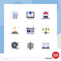 9 Flat Color concept for Websites Mobile and Apps website video heater player finger Editable Vector Design Elements