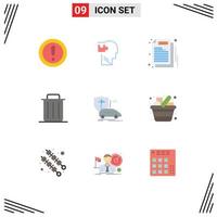 Mobile Interface Flat Color Set of 9 Pictograms of remove garbage puzzle delete paper Editable Vector Design Elements