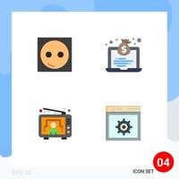 4 Thematic Vector Flat Icons and Editable Symbols of devices entertainment equipment economy tv Editable Vector Design Elements