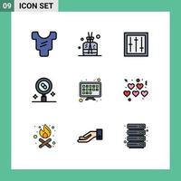 Set of 9 Modern UI Icons Symbols Signs for internet medicine dj medical research Editable Vector Design Elements