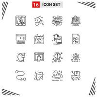 16 iconos creativos signos y símbolos modernos de pastel creativo pascua cumpleaños venta elementos de diseño vectorial editables vector