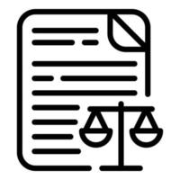 Justice document icon, outline style vector