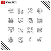 Outline Pack of 16 Universal Symbols of rack sport planet shield club Editable Vector Design Elements