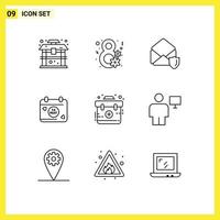 Modern Set of 9 Outlines and symbols such as first aid gdpr day calendar Editable Vector Design Elements