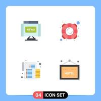 Stock Vector Icon Pack of 4 Line Signs and Symbols for communications coins news saver money Editable Vector Design Elements