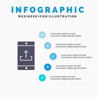 Application Mobile Mobile Application Smartphone Upload Solid Icon Infographics 5 Steps Presentation Background vector