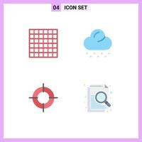 User Interface Pack of 4 Basic Flat Icons of grid document snow location search Editable Vector Design Elements