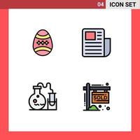 Mobile Interface Filledline Flat Color Set of 4 Pictograms of bird flask egg text science Editable Vector Design Elements