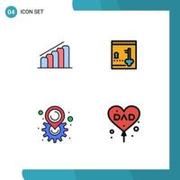 Stock Vector Icon Pack of 4 Line Signs and Symbols for chart location analysis lock setting Editable Vector Design Elements