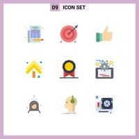 Concepto de 9 colores planos para sitios web móviles y aplicaciones que aumentan las flechas de destino como elementos de diseño de vectores editables