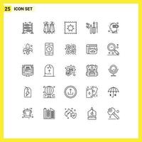 Universal Icon Symbols Group of 25 Modern Lines of mind low bib exhaustion equipment Editable Vector Design Elements