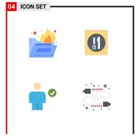 User Interface Pack of 4 Basic Flat Icons of folder check lunch table done Editable Vector Design Elements