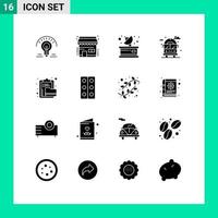 Universal Icon Symbols Group of 16 Modern Solid Glyphs of clipboard van communication bus city Editable Vector Design Elements