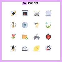 16 Universal Flat Color Signs Symbols of audio kitchen interface cook mixer Editable Pack of Creative Vector Design Elements