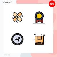 Pack of 4 Modern Filledline Flat Colors Signs and Symbols for Web Print Media such as bandage delivery bonus heart 81 Editable Vector Design Elements