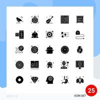 Pictogram Set of 25 Simple Solid Glyphs of web internet world interface american Editable Vector Design Elements