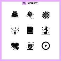 9 Creative Icons Modern Signs and Symbols of magic storage science memory card necklace Editable Vector Design Elements