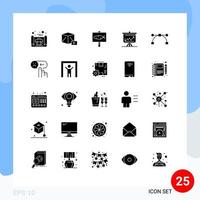 Solid Glyph Pack of 25 Universal Symbols of anchor board board analytics graph Editable Vector Design Elements