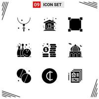 9 Icons Solid Style Grid Based Creative Glyph Symbols for Website Design Simple Solid Icon Signs Isolated on White Background 9 Icon Set vector