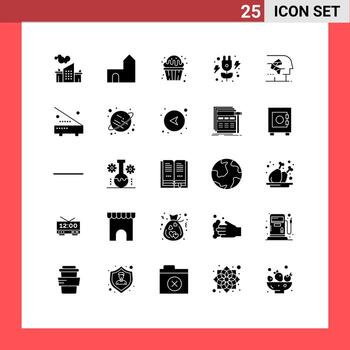 25 Universal Solid Glyphs Set for Web and Mobile Applications android green medieval energy muffin Editable Vector Design Elements