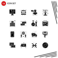 Pictogram Set of 16 Simple Solid Glyphs of life sustainable assistance renewable ecology Editable Vector Design Elements