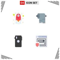 Set of 4 Vector Flat Icons on Grid for launch back side cleaning phone gdpr Editable Vector Design Elements