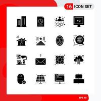 16 User Interface Solid Glyph Pack of modern Signs and Symbols of service tv file display team Editable Vector Design Elements