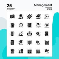 25 conjunto de iconos de gestión 100 archivos editables eps 10 ideas de concepto de logotipo de empresa diseño de icono de glifo sólido vector