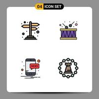 4 iconos creativos, signos y símbolos modernos de dirección, noticias, cruce de caminos, castillo local, elementos de diseño vectorial editables vector