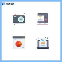 Set of 4 Commercial Flat Icons pack for dad graph camera home marketing Editable Vector Design Elements