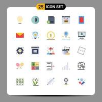 El concepto de 25 colores planos para sitios web móviles y la interfaz del servidor de aplicaciones agrega elementos de diseño de vectores editables de hardware en la nube