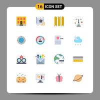 16 Universal Flat Color Signs Symbols of globe park print lights elements Editable Pack of Creative Vector Design Elements