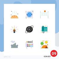 Stock Vector Icon Pack of 9 Line Signs and Symbols for saturn sense ball perception feel Editable Vector Design Elements