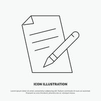 File Education Pen Pencil Line Icon Vector
