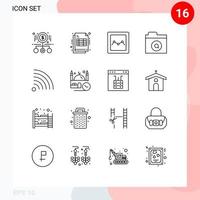 16 Outline concept for Websites Mobile and Apps rss feed receipt find search Editable Vector Design Elements