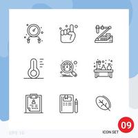 Modern Set of 9 Outlines and symbols such as performance weather chemistry thermometer nature Editable Vector Design Elements