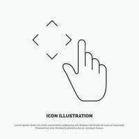 Finger Up Gestures Move Line Icon Vector