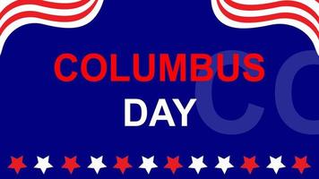 Columbus day celebration text with USA flag motif background. video