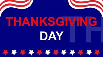 happy thanksgiving day celebration text with USA flag motif background. video
