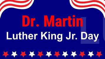 DR. Martin Luther King jr. tagesfeiertext mit usa-flaggenmotivhintergrund. video