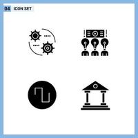 Group of 4 Modern Solid Glyphs Set for control sound setting seminar wave Editable Vector Design Elements