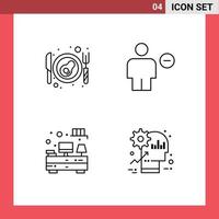 Universal Icon Symbols Group of 4 Modern Filledline Flat Colors of bacon drawers avatar human tv Editable Vector Design Elements