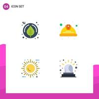 Set of 4 Modern UI Icons Symbols Signs for leaf energy day labour ecology Editable Vector Design Elements