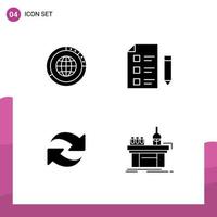 4 Solid Glyph concept for Websites Mobile and Apps management school globe world test Editable Vector Design Elements