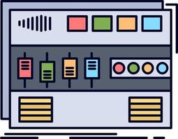 módulo de masterización de audio montaje en rack sonido color plano icono vector